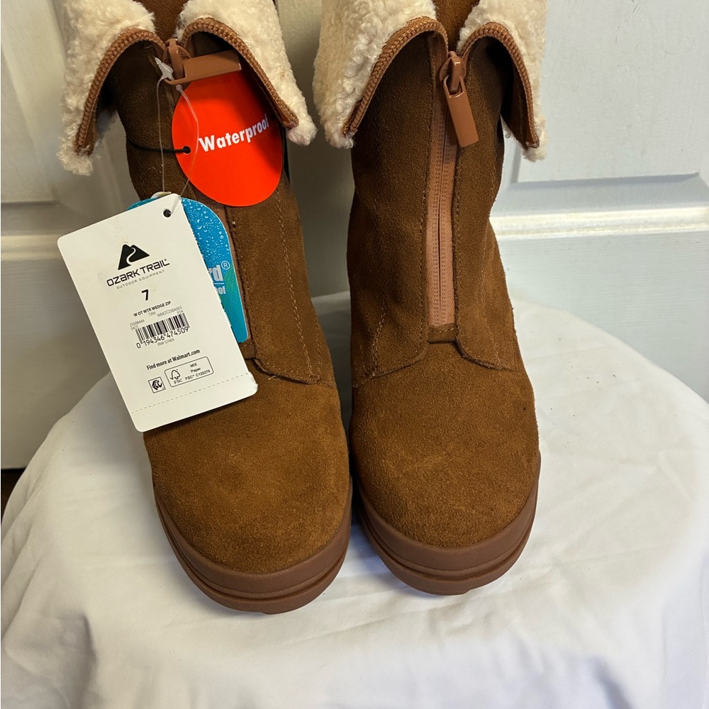 Ozark Trail Women's Chestnut Brown Faux-Shearling Waterproof Boots